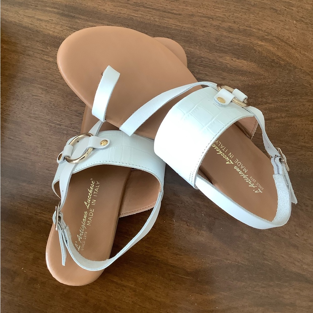 White Sandals Size 7/38 made in Italy